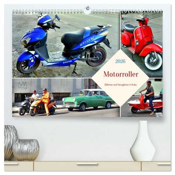 Produktbild: Motorroller - Oldtimer und Youngtimer in Kuba (hochwertiger Premium Wandkalender 2026 DIN A2 quer), Kunstdruck in Hochglanz