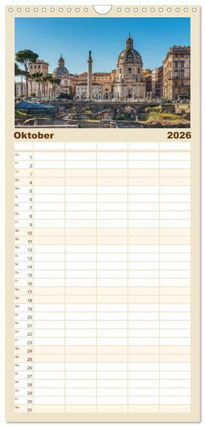Produktbild: Familienplaner 2026 - Rom-Italien mit 5 Spalten (Wandkalender, 21 x 45 cm) CALVENDO