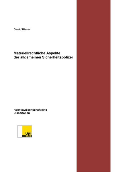 Produktbild: Materiellrechtliche Aspekte der allgemeinen Sicherheitspolizei