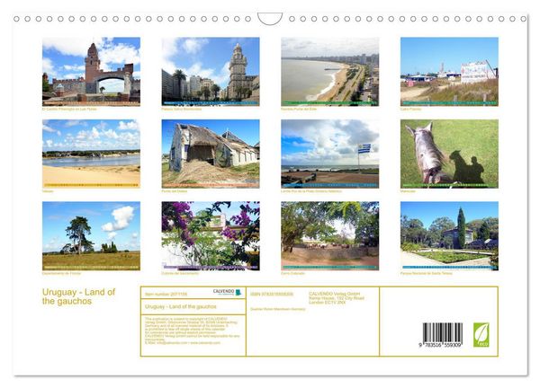 Produktbild: Uruguay - Land of the gauchos (Wall Calendar 2026 DIN A3 landscape), CALVENDO 12 Month Wall Calendar