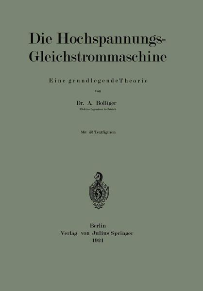 Produktbild: Die Hochspannungs-Gleichstrommaschine