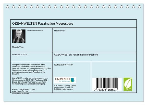 Produktbild: OZEANWELTEN Faszination Meerestiere (Tischkalender 2026 DIN A5 quer), CALVENDO Monatskalender