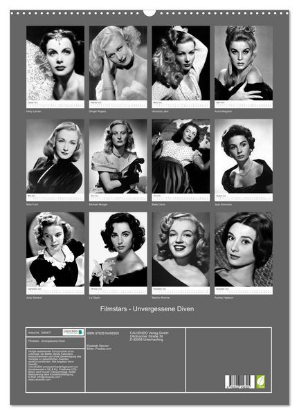 Produktbild: Filmstars - Unvergessene Diven (Wandkalender 2026 DIN A2 hoch), CALVENDO Monatskalender