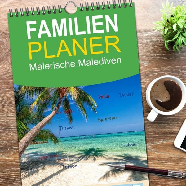 Produktbild: Familienplaner 2026 - Malerische Malediven mit 5 Spalten (Wandkalender, 21 x 45 cm) CALVENDO