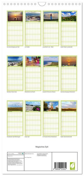 Produktbild: Familienplaner 2026 - Magisches Sylt mit 5 Spalten (Wandkalender, 21 x 45 cm) CALVENDO
