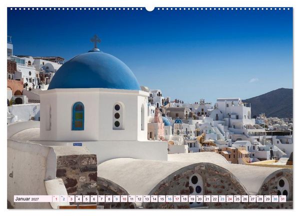 Produktbild: Santorini - Insel im Licht der &Auml;g&auml;is (hochwertiger Premium Wandkalender 2027 DIN A2 quer), Kunstdruck in Hochglanz