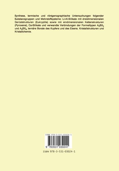 Produktbild: Kristallchemie, Strukturen und Phasenumwandlungen von Silikaten, Germanaten und Boraten