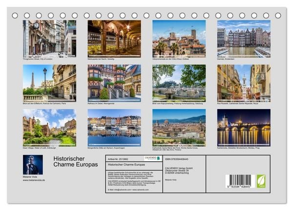 Produktbild: Historischer Charme Europas (Tischkalender 2027 DIN A5 quer), CALVENDO Monatskalender