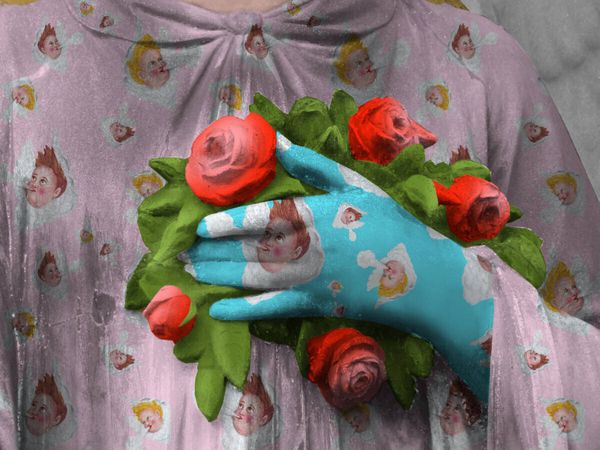 Produktbild: CALVENDO Puzzle Hand einer Engelfigur h&auml;lt rote Rosen, Friedh&ouml;fe an der Bergmannstra&szlig;e, Berlin | 1000 Teile Lege-Gr&ouml;&szlig;e 64x48cm Foto-Puzzle f&uuml;r gl&uuml;ckli