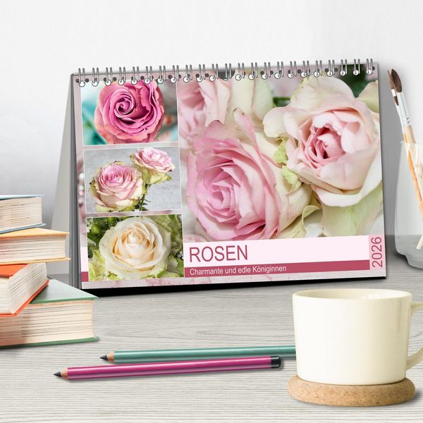 Produktbild: Rosen. Charmante und edle K&ouml;niginnen (Tischkalender 2026 DIN A5 quer), CALVENDO Monatskalender