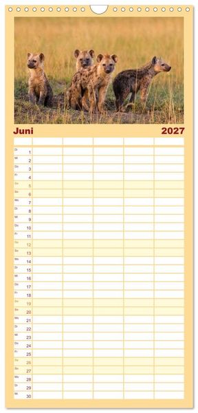 Produktbild: Familienplaner 2027 - Afrika Wildlife-Fotografien mit 5 Spalten (Wandkalender, 21 x 45 cm) CALVENDO