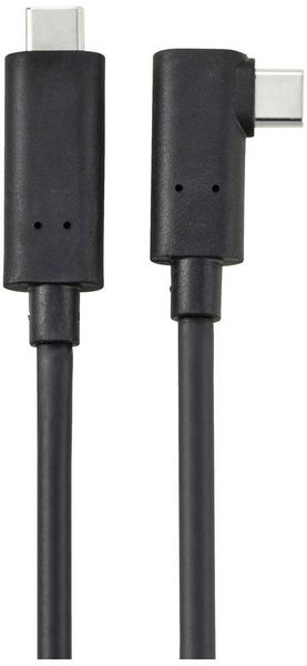 Produktbild: Renkforce Glasfaser USB-C&reg; Kabel USB 3.2 Gen2 USB-C&reg; Stecker einseitig gewinkelt 10.00 m Schwarz RF-5625884
