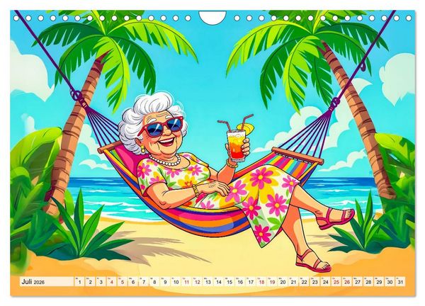 Produktbild: Oma rockt den Ruhestand - Lustiger Frauenkalender mit Humor (Wandkalender 2026 DIN A4 quer), CALVENDO Monatskalender