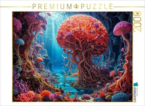 CALVENDO Puzzle Das Myzel des Meeres: Ein leuchtendes Korallen-Pilz-Riff in der Stille der Tiefe | 2000 Teile Lege-Größe 90 × 67 cm Foto-Puzzle für glückliche Stunden
