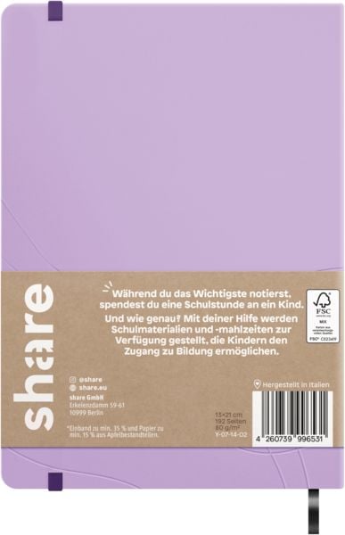 Produktbild: share Notizbuch A5 punktkariert lavendel
