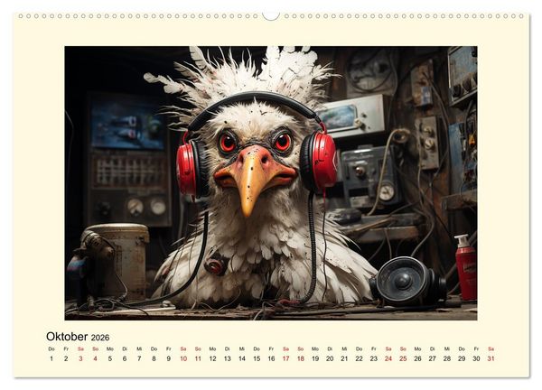 Produktbild: Verr&uuml;ckte H&uuml;hner (hochwertiger Premium Wandkalender 2026 DIN A2 quer), Kunstdruck in Hochglanz