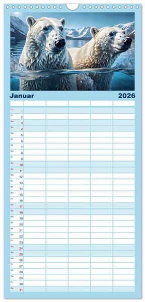 Produktbild: Familienplaner 2026 - Im magischen Land der Eisb&auml;ren mit 5 Spalten (Wandkalender, 21 x 45 cm) CALVENDO