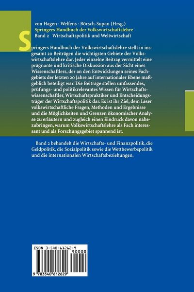 Produktbild: Springers Handbuch der Volkswirtschaftslehre 2