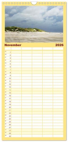 Produktbild: Familienplaner 2026 - Amrum mit 5 Spalten (Wandkalender, 21 x 45 cm) CALVENDO