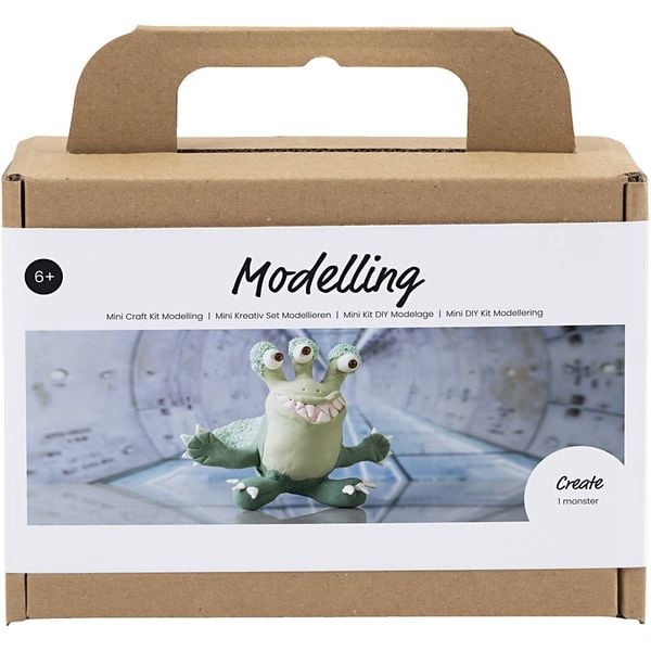 Produktbild: Creativ Company DIY Sets Modellieren Mini Kreativ Set Modellieren, Hellgr&uuml;n, Dunkelgr&uuml;n, Monster Lulu, Kreativ Box