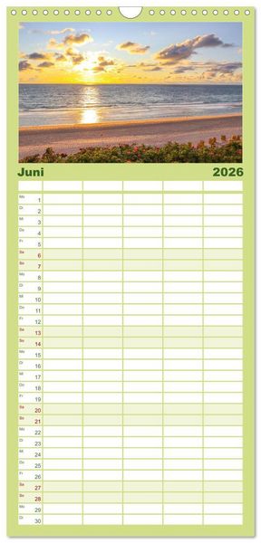 Produktbild: Familienplaner 2026 - Sylt - Magie der Abendstunden mit 5 Spalten (Wandkalender, 21 x 45 cm) CALVENDO