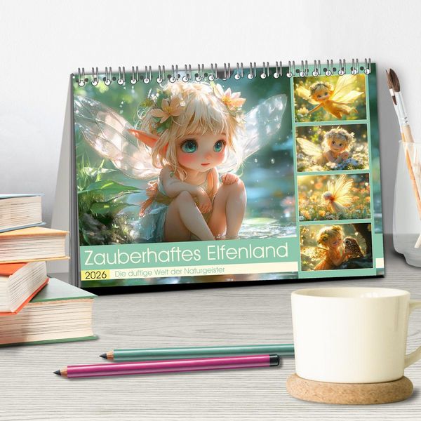 Produktbild: Zauberhaftes Elfenland. Die duftige Welt der Naturgeister (Tischkalender 2026 DIN A5 quer), CALVENDO Monatskalender