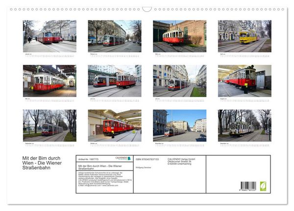 Produktbild: Mit der Bim durch Wien - Die Wiener Stra&szlig;enbahn (Wandkalender 2026 DIN A2 quer), CALVENDO Monatskalender
