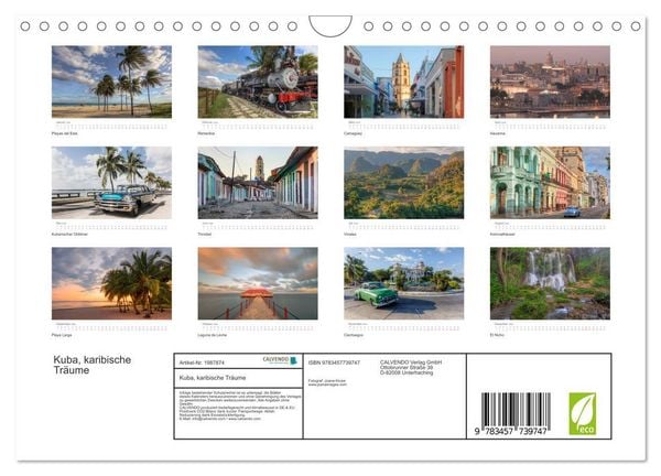 Produktbild: Kuba, karibische Tr&auml;ume (Wandkalender 2026 DIN A4 quer), CALVENDO Monatskalender