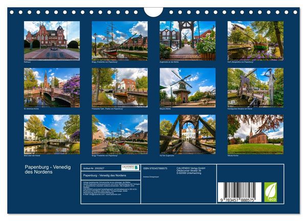 Produktbild: Papenburg - Venedig des Nordens (Wandkalender 2026 DIN A4 quer), CALVENDO Monatskalender