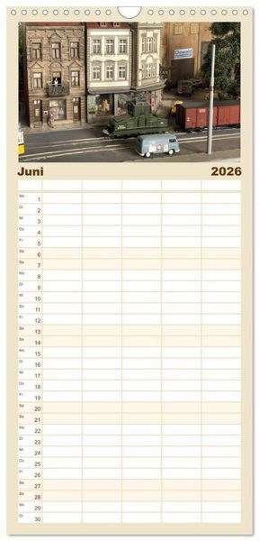 Produktbild: Familienplaner 2026 - Bahn-Nostalgie im Modell mit 5 Spalten (Wandkalender, 21 x 45 cm) CALVENDO