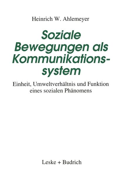 Produktbild: Soziale Bewegungen als Kommunikationssystem