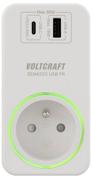 Produktbild: VOLTCRAFT SEM6503 FR Energiekosten-Messger&auml;t USB-Schnittstelle, inkl. Funksteckdose, Datenexport, Datenloggerfunktion