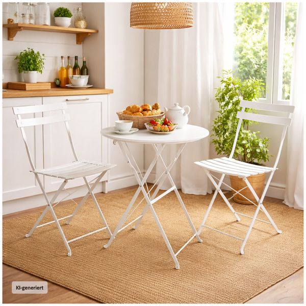 Produktbild: HTI-Living Gartentisch Basil Metall rund klappbar Creme Gartentisch Basil Metall rund klappbar Creme