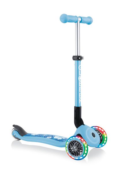 Produktbild: GLOBBER JUNIOR FOLDABLE FANTASY LIGHTS pastellblau-Flowers, mit Leuchtrollen