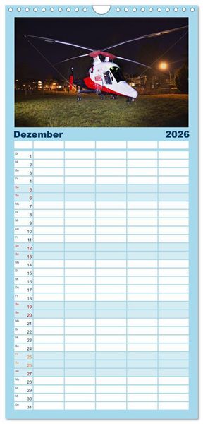 Produktbild: Familienplaner 2026 - Die beeindruckende Welt der Hubschrauber mit 5 Spalten (Wandkalender, 21 x 45 cm) CALVENDO