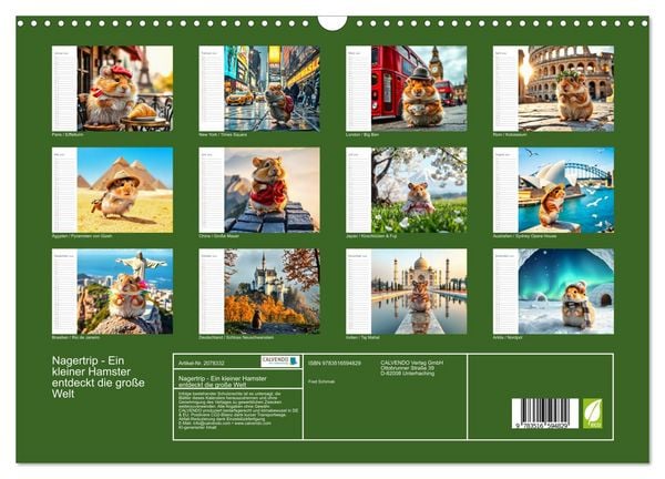Produktbild: Nagertrip - Ein kleiner Hamster entdeckt die gro&szlig;e Welt (Wandkalender 2026 DIN A3 quer), CALVENDO Monatskalender