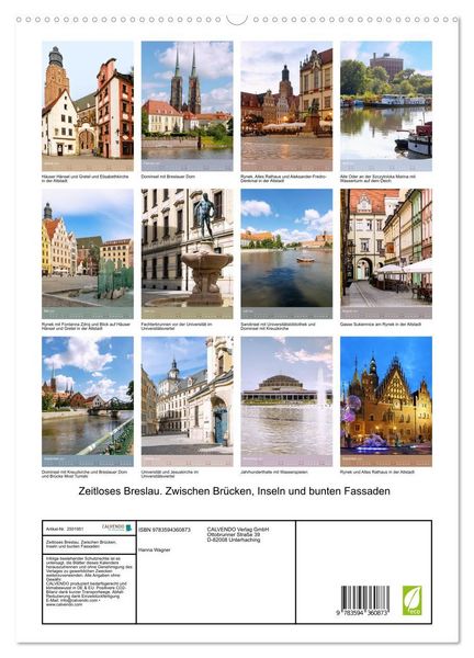 Produktbild: Zeitloses Breslau. Zwischen Br&uuml;cken, Inseln und bunten Fassaden (hochwertiger Premium Wandkalender 2027 DIN A2 hoch), Kunstdruck in Hochglanz