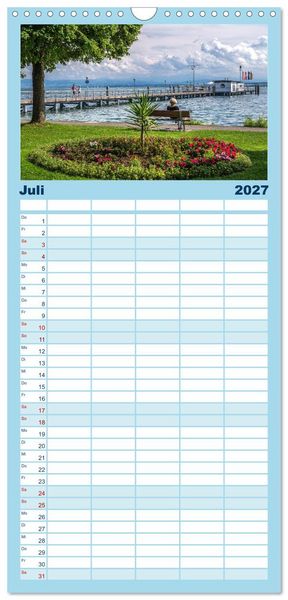 Produktbild: Familienplaner 2027 - Drei L&auml;nder ein See - Bodensee mit 5 Spalten (Wandkalender, 21 x 45 cm) CALVENDO