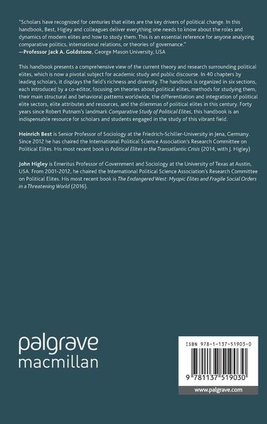 Produktbild: The Palgrave Handbook of Political Elites