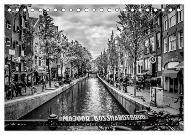 Produktbild: AMSTERDAM Stadtherz in Monochrom (Tischkalender 2026 DIN A5 quer), CALVENDO Monatskalender
