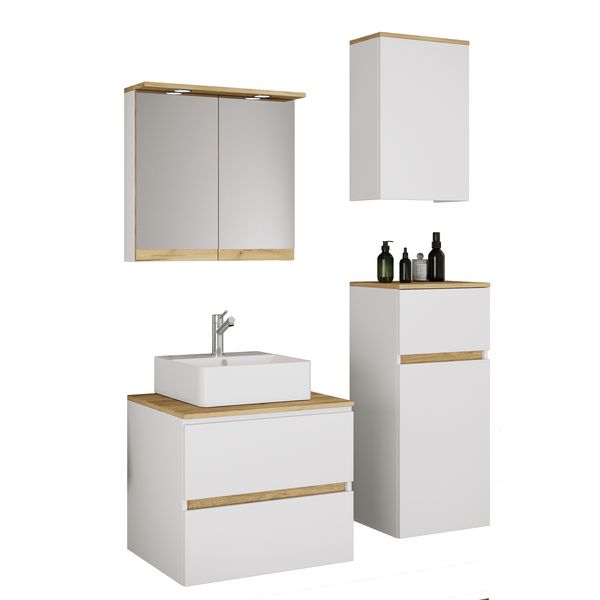 Produktbild: 5 tlg. Badm&ouml;bel-Set mit Waschbecken Cosila-A 60 cm