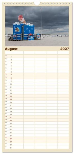 Produktbild: Familienplaner 2027 - Sankt Peter-Ording - Str&auml;nde, D&uuml;nen, Weite mit 5 Spalten (Wandkalender, 21 x 45 cm) CALVENDO