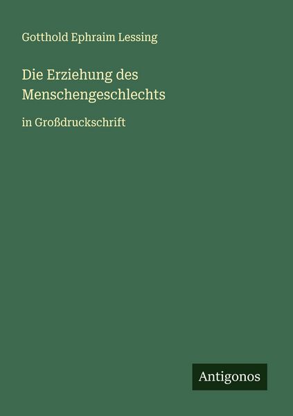 Produktbild: Die Erziehung des Menschengeschlechts