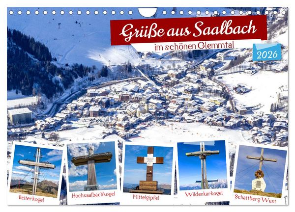 Produktbild: Gr&uuml;&szlig;e aus Saalbach (Wandkalender 2026 DIN A4 quer), CALVENDO Monatskalender