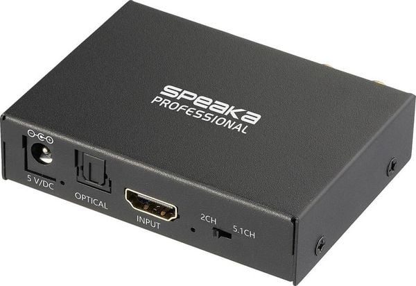 Produktbild: SpeaKa Professional SP-HDS-300 2 Port HDMI-Splitter Ultra HD-f&auml;hig, mit eingebautem Konverter, mit Audio-Ports 3480 x 2160 Pixel Schwarz