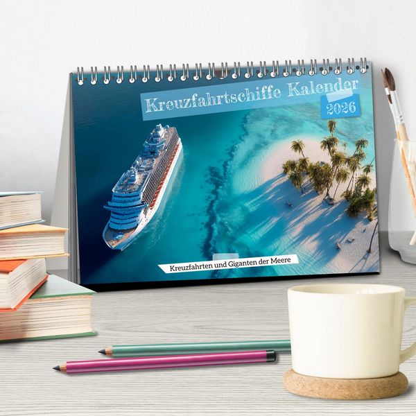 Produktbild: Kreuzfahrtschiffe Kalender - Kreuzfahrten und Giganten der Meere (Tischkalender 2026 DIN A5 quer), CALVENDO Monatskalender