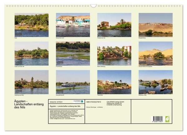 Produktbild: &Auml;gypten - Landschaften entlang des Nils (Wandkalender 2027 DIN A2 quer), CALVENDO Monatskalender
