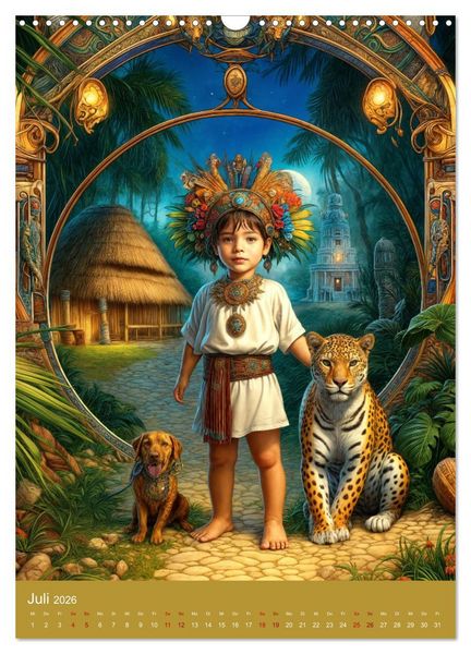Produktbild: Regenwaldkinder - Ein vom Leben der Mayas inspierter Kinderkalender (Wandkalender 2026 DIN A3 hoch), CALVENDO Monatskalender