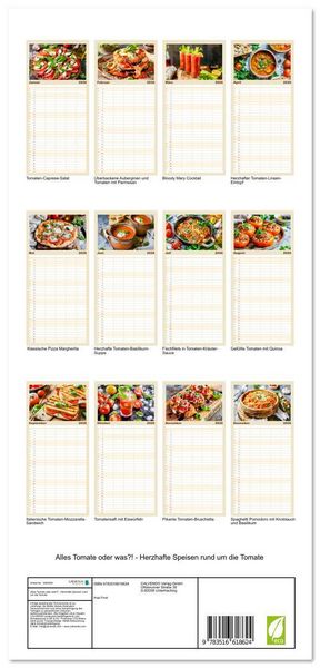 Produktbild: Familienplaner 2026 - Alles Tomate oder was?! - Herzhafte Speisen rund um die Tomate mit 5 Spalten (Wandkalender, 21 x 45 cm) CALVENDO