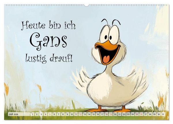 Produktbild: Gans coole Spr&uuml;che (hochwertiger Premium Wandkalender 2026 DIN A2 quer), Kunstdruck in Hochglanz